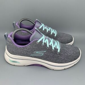 Skechers GO WALK Arch Fit Gray Purple Walking Shoe Women's Sz 9.5 New